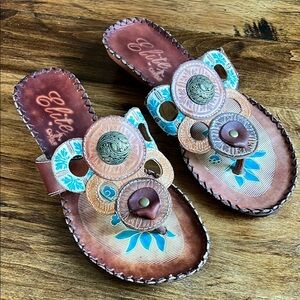 Elite by Corkys Antiqua Sz 7 Bohemian Leather Sandal